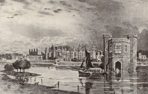 Hampton Court w czasach Karola I (litografia) autorstwa Thomas Hamilton Crawford