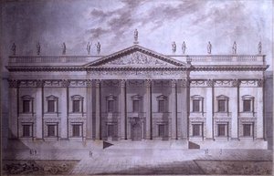 Projekt dla Senatu House, Londyn (pióro i tusz oraz akwarela na papierze) autorstwa Thomas Hardwick