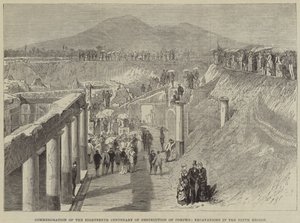 Upamiętnienie osiemnastej rocznicy zniszczenia Pompei, wykopaliska w dziewiątym regionie autorstwa Thomas Harrington Wilson