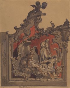 Szkoła San Rocco, Wenecja: Studium zakrzywionych dekoracji (pióro i atrament, toaleta i kolor ciała na ołówku na papierze) autorstwa Thomas Hartley Cromek