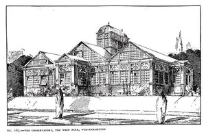 The Conservatory, the West Park, Wolverhampton, z książki „Sztuka i rzemiosło tworzenia ogrodu”, opublikowana w 1900 r. (lito) (zdjęcie czarno-białe)