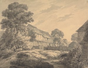 Dom wiejski i budynki nad strumieniem autorstwa Thomas Hearne