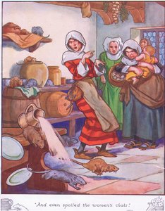 A nawet zepsuł kobiece czaty (kolorowa litografia) autorstwa Thomas Heath Robinson