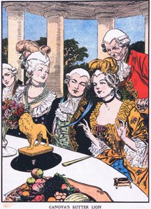 Maślany lew Canovy (kolorowa litografia) autorstwa Thomas Heath Robinson