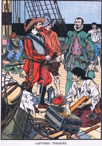 Przechwycony skarb (kolorowa litografia) autorstwa Thomas Heath Robinson