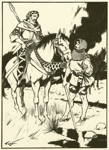 Karol Wielki i palnik na węgiel drzewny (rycina) autorstwa Thomas Heath Robinson