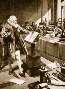 Galileusz staje przed kardynałami (litografia) autorstwa Thomas Heath Robinson