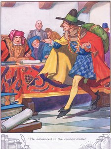 Podszedł do stołu rady (kolorowa litografia) autorstwa Thomas Heath Robinson