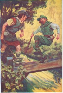W pechowym momencie poślizgnął się na drewnianych deskach (kolorowa litografia) autorstwa Thomas Heath Robinson