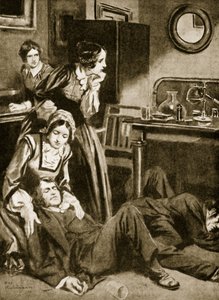James Simpson i jego asystenci odkrywają chloroform, listopad 1847 r. (litografia) autorstwa Thomas Heath Robinson