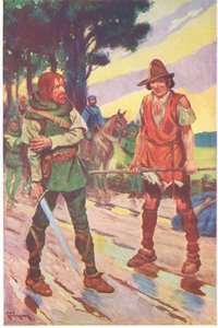 "Nie ja" - odparł żebrak. "Walka nie była moim wyborem". (kolorowa litografia)