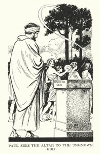 Paul widzi ołtarz nieznanego Boga (litografia) autorstwa Thomas Heath Robinson