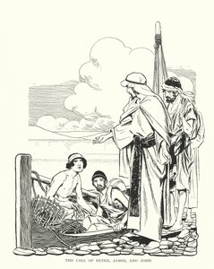 Powołanie Piotra, Jakuba i Jana (litografia) autorstwa Thomas Heath Robinson