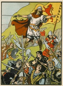 Wallace kierujący swoimi żołnierzami (kolorowa litografia) autorstwa Thomas Heath Robinson