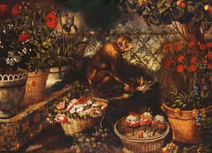 Małpa w ogrodzonym ogrodzie, autorstwa Thomas Hiepes