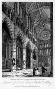 Wnętrze Zakątka Poetów, Opactwo Westminsterskie, Londyn, 1817 r.