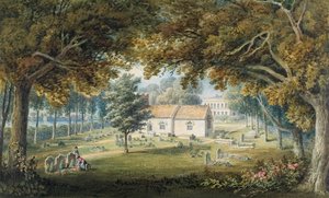 Briton Ferry, Churchyard (akwarela, ołówek i guma arabska na papierze)