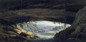 Wnętrze jaskini w Porth yr Ogof (akwarela na papierze)