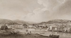 Neath, od południowej strony rzeki (akwarela i ołówek na papierze) autorstwa Thomas Hornor