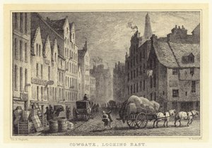 Cowgate, patrząc na wschód (rycina) autorstwa Thomas Hosmer (after) Shepherd