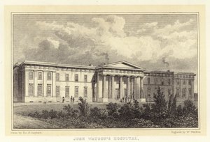Szpital Johna Watsona (grawerowanie) autorstwa Thomas Hosmer (after) Shepherd