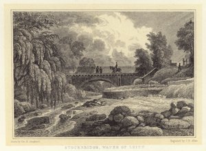 Stockbridge, Water of Leith (grafika) autorstwa Thomas Hosmer (after) Shepherd