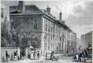 Widok Sali Złotniczej od strony Foster Lane, ok. 1827 (rycina)