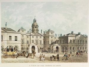 Widok Horse Guards z Whitehall wyryty przez J.C Sadlera autorstwa Thomas Hosmer Shepherd