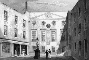 د اپوتیکریز هال، پیلګرم سینټ، بلیک فریرز، د جې هینچلیف لخوا نقاش شوی، 1831 پولی autorstwa Thomas Hosmer Shepherd