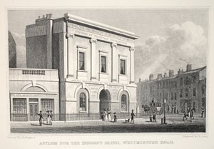 Azyl dla ubogich niewidomych, Westminster Road, z pubu „Londyn i jego okolice w XIX wieku”. Jones und Co., 1827-1829 autorstwa Thomas Hosmer Shepherd