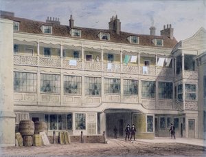 Belle Sauvage Yard, Ludgate Hill, Londyn, c1850 autorstwa Thomas Hosmer Shepherd