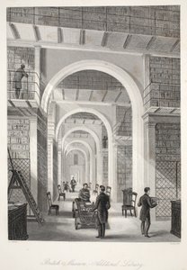 British Museum, Dodatkowa Biblioteka, z pubu „London Interiors withich Costumes and Ceremonies”. Joseph Mead, Londyn, c.1843 (rycina stalowa) autorstwa Thomas Hosmer Shepherd