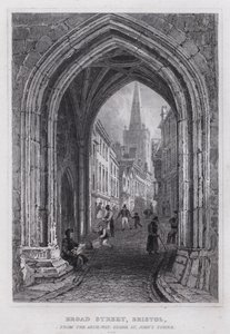Broad Street, Bristol, od Arch-Drogi, pod Wieżą Św. Jana (rycina) autorstwa Thomas Hosmer Shepherd
