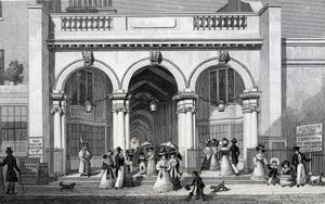 Burlington Arcade, Picadilly, grawerowane przez Williama Tomblesona, 1828 autorstwa Thomas Hosmer Shepherd