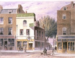 Rzeźbiony Red Lion Inn, Islington Green, data w domu 1660 autorstwa Thomas Hosmer Shepherd