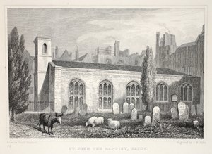 Kościół św. Jana Chrzciciela, Savoy, z pubu „Londyn i jego okolice w XIX wieku”. Jones und Co., 1827-1829 autorstwa Thomas Hosmer Shepherd