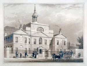 City of London Lying-In Hospital, City Road, Finsbury, Londyn, c1827. autorstwa Thomas Hosmer Shepherd
