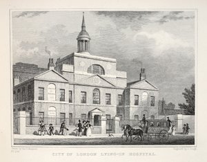 City of London Leżąc w szpitalu, z pubu „Londyn i jego okolice w XIX wieku”. Jones und Co., 1827-1829 autorstwa Thomas Hosmer Shepherd