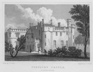 Zamek Cortachy, Forfarshire (grawerowanie) autorstwa Thomas Hosmer Shepherd