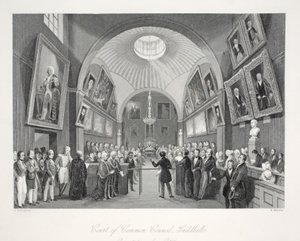 Court of Common Council, Guildhall, z pubu „London Interiors with their Costumes and Ceremonies”. Joseph Mead, Londyn, c.1843 (rycina stalowa) autorstwa Thomas Hosmer Shepherd
