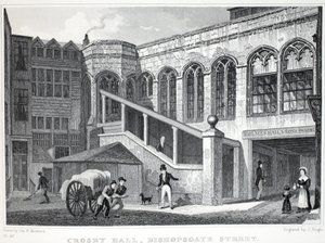 Crosby Hall z pubu „Londyn i jego okolice w XIX wieku”. Jones und Co., 1827-1829 autorstwa Thomas Hosmer Shepherd