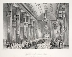Sala Egipska, Mansion House, z pubu „London Interiors withich Costumes and Ceremonies”. Joseph Mead, Londyn, c.1843 (rycina stalowa) autorstwa Thomas Hosmer Shepherd