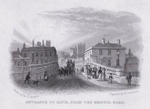 Wejście do Bath od strony Bristol Road (grawerowanie) autorstwa Thomas Hosmer Shepherd