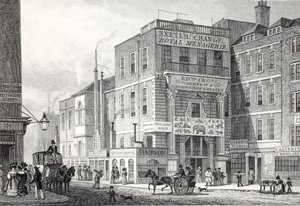 Exeter Change, Strand, z pubu „Londyn i okolice w XIX wieku”. Jones und Co., 1827-1829 autorstwa Thomas Hosmer Shepherd