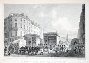 Fleet Street, z Holborn Bridge, z pubu „Londyn i okolice w XIX wieku”. Jones und Co., 1827-1829 autorstwa Thomas Hosmer Shepherd