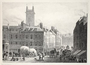 Most Holborn, kościół św. Andrzeja itp., z pubu „Londyn i jego okolice w XIX wieku”. Jones und Co., 1827-1829 autorstwa Thomas Hosmer Shepherd