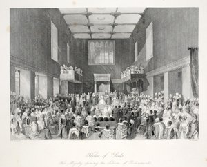House of Lords, z pubu „London Interiors withich Costumes and Ceremonies”. Joseph Mead, Londyn, c.1843 (rycina stalowa) autorstwa Thomas Hosmer Shepherd