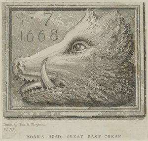 Znak karczmy z Tawerny Boars Head w Eastcheap, ok. 1850 r.