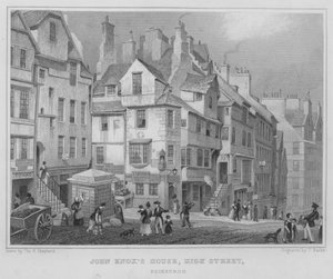 Dom Johna Knoxa, High Street, Edynburg (grawerowanie) autorstwa Thomas Hosmer Shepherd