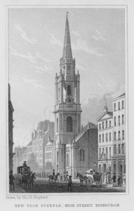 New Tron Steeple, High Street, Edynburg (grawerowanie) autorstwa Thomas Hosmer Shepherd